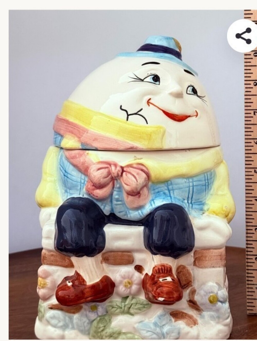 Vintage Ceramic Humpty Dumpty Cookie Jar - Multicolor - Picture 10 of 11